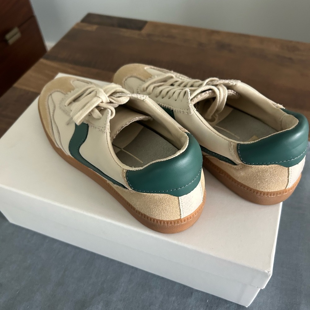 Dolce Vita Beige and Green Low-Top Sneakers